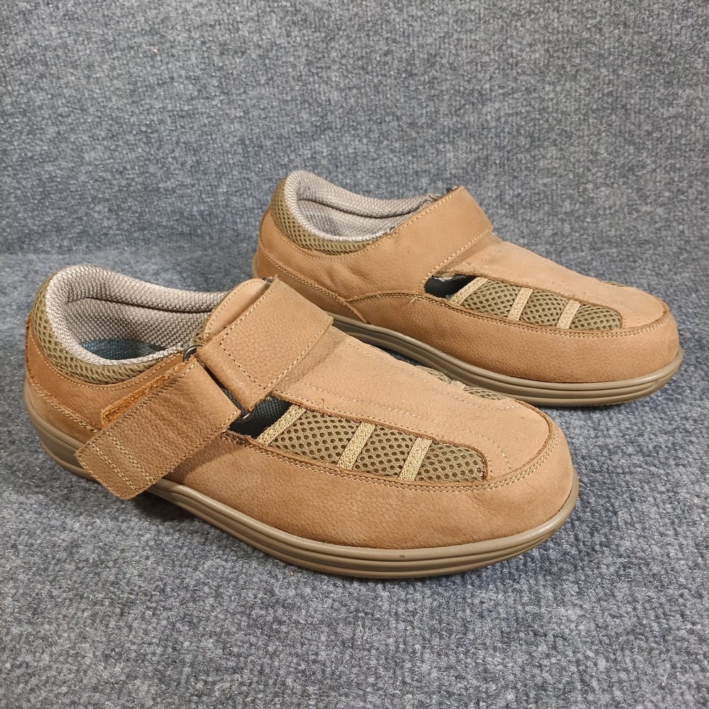 Orthofeet Sarasota Women 9.5 B Tan Leather Mesh Mary Jane Comfort Shoes
